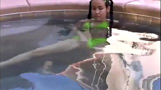 Tiny Tabby Masturbating Her Pussy Using Dildo By The Pool