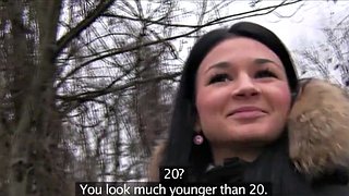 Shy pickeup czech babe blows cock agent