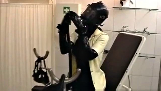 latex gas mask talking