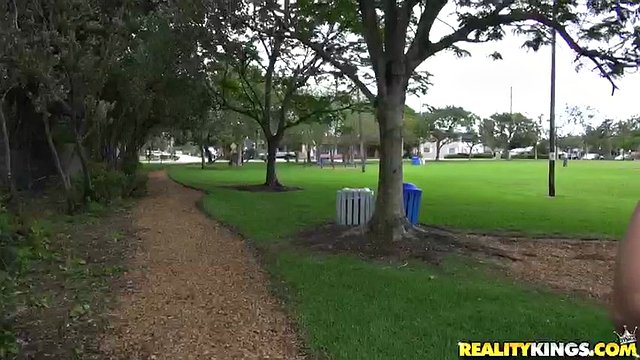 Mature blonde slut sucks a dick in the park