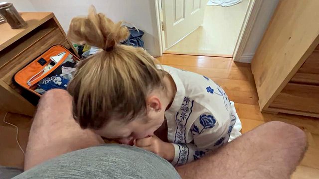 Busty MalibuMilfy Deepthroats Husband BigSaddyM and Swallows Cum
