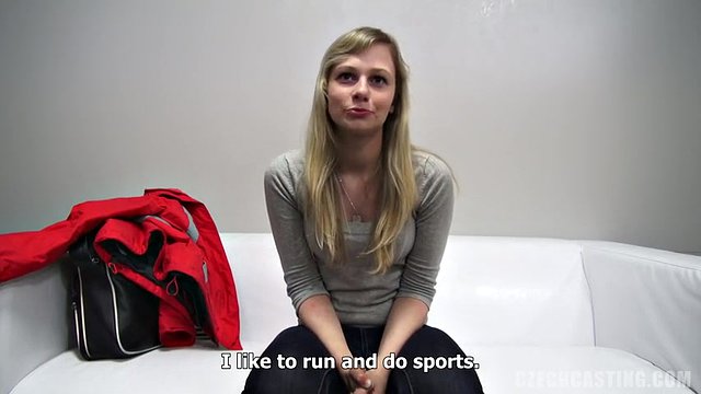 Skinny blonde czech girl makes a porno