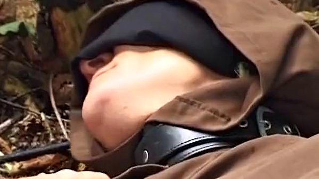 Hot German faith fanatic gets tied up and spanked in the woods