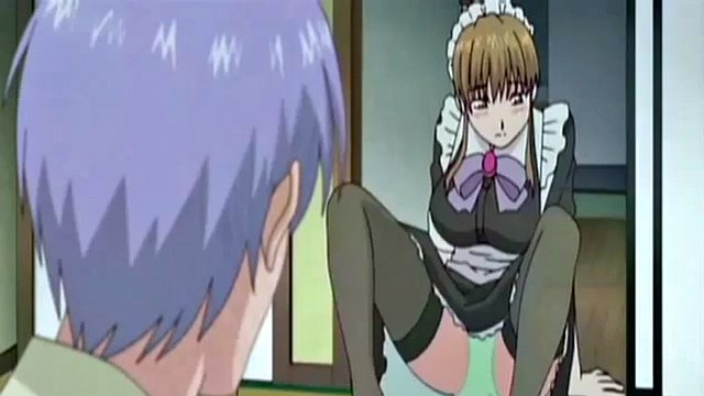 Anime maid masturbates while thinking about her boss