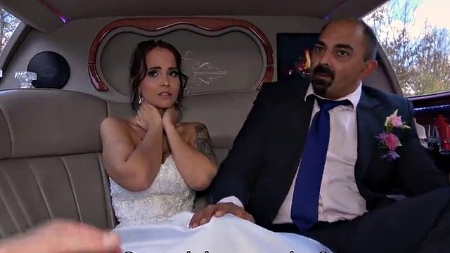 VIP4K. Random passerby scores luxurious bride in the wedding limo