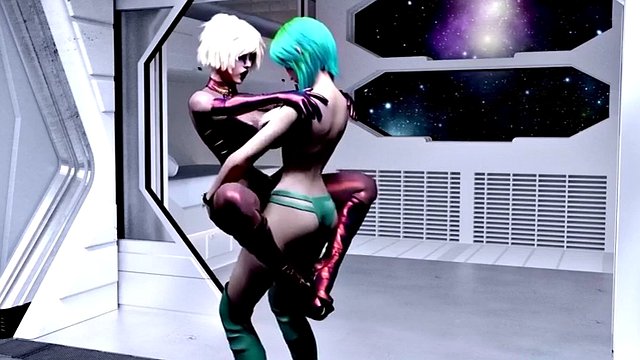 futa robot sex and raw jack off machine in space