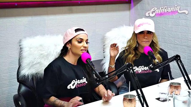 Flavia Oliver performs oral sex on Natasha Steffens during the recording of the California Podcast