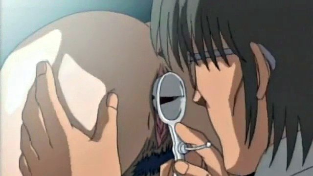 Anime teen drilled hard in dark group bondage