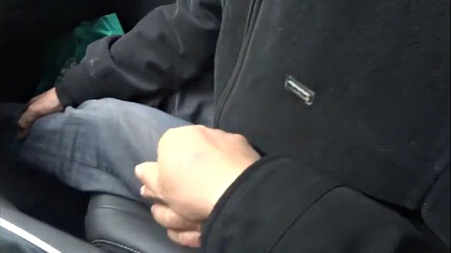 Asian grandpa in car handjob