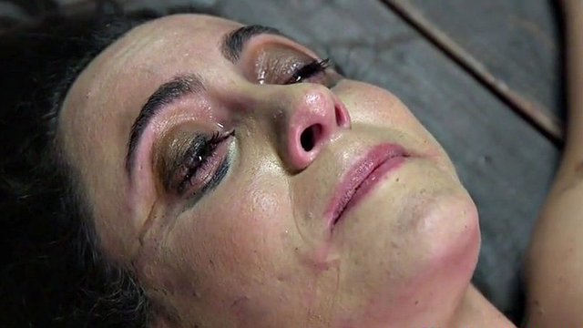 restrained bdsm sub whipped and pussy toyed