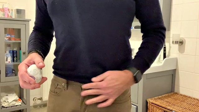 Never published, a verbal  jerk-off, test new lube and Tenga Egg, boxers, cumshot, tight jeans, edging with pre-cum