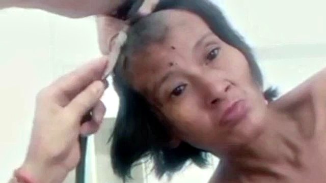 Punishment of a tough slut, haircut, head shaving (part 3, l)