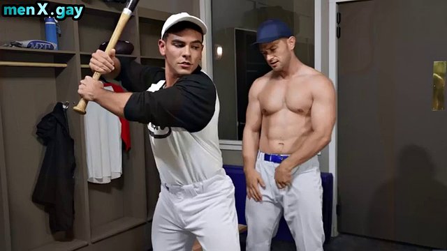 Manly jock bareback fucks sporty stud in the locker room