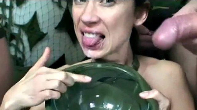 Chick gets soldier cum