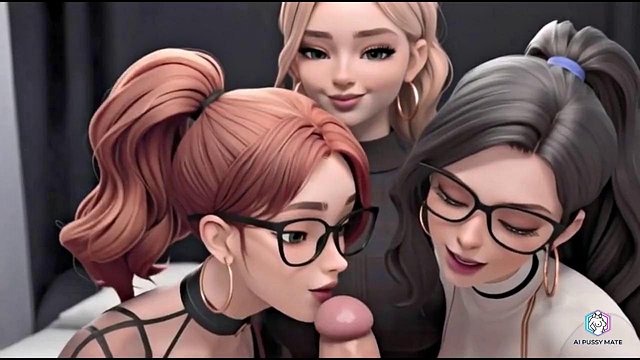 Three hot students are relaxing in an adult way (AI generated)
