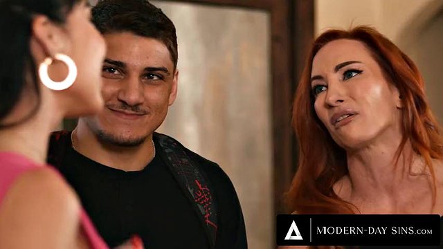 MODERN-DAY SINS - Angry MILF Little Puck Lures Bully’s Hormonal Stepson For Rough Fuck - FOOTJOB