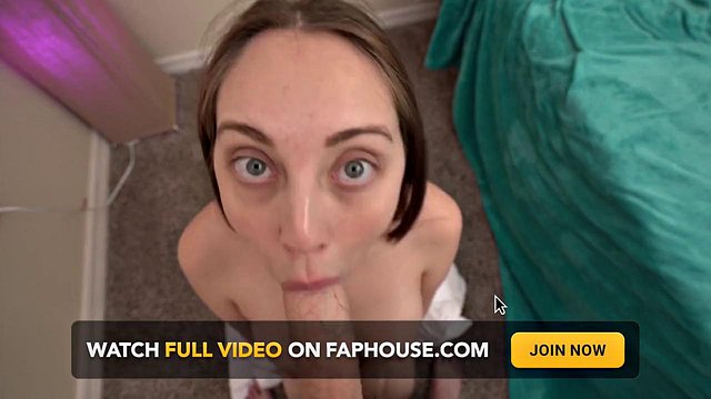 Horny Brunette Sucks Nickey Huntsman's Big Cock