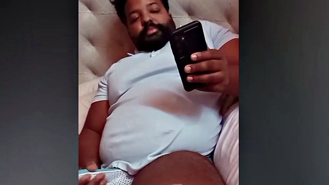 Daddy Bear Plays with Covered Cock on Live