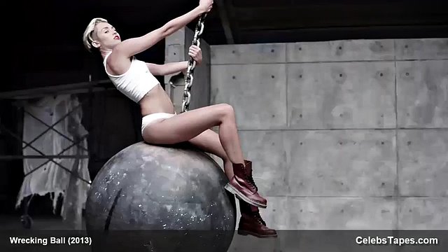 Miley Cyrus completely naked on the ball