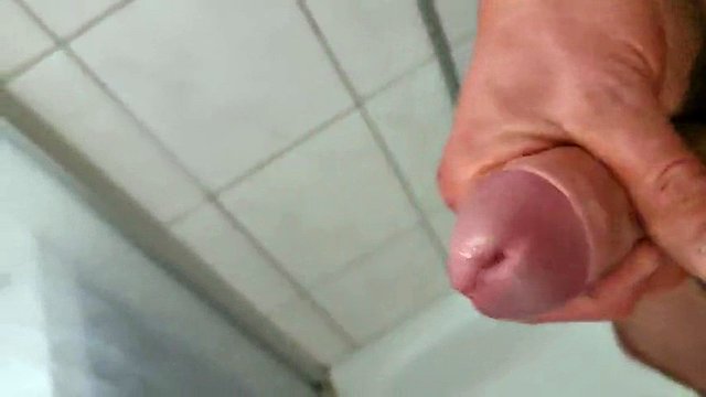 Close up uncut cock masturbation, male squirt, piss and creamy cum