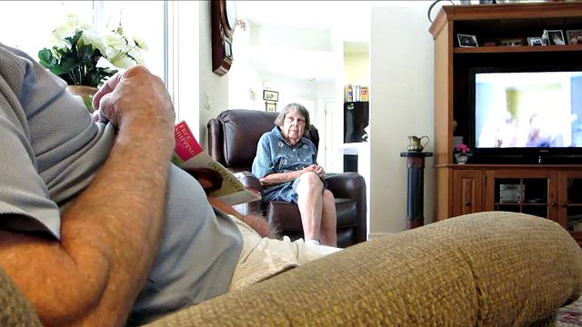 Horny old guy masturbates and cums while granny hours