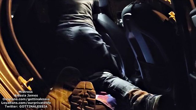 BEAUTIFUL FUCKING IN THE CAR WHILE WORKER WATCHES (STRAP-ON)