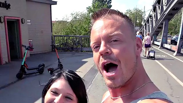 Public squirting lady POV fucked by guy on sex date outdoors