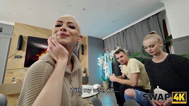 Swap4k。一個可愛的森林徒步旅行最終成為一個艱難的三人組，有2個女孩和1個杜鵑
