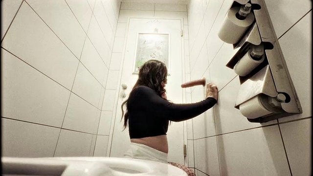 Femboylina2026's Public Nudity Challenge in Filthy Toilet