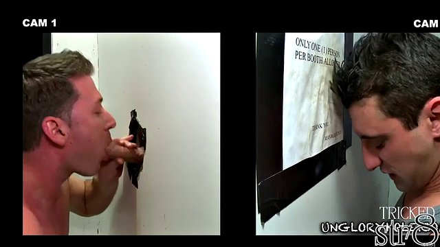 Athletic str8 jock tricked for gloryhole BJ and cum in mouth