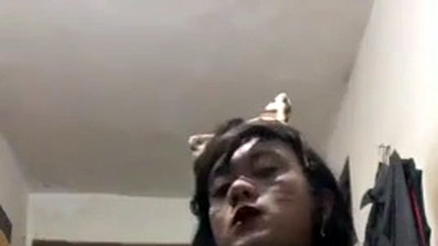 Crossdresser indo leopard sexy outfit masturbation