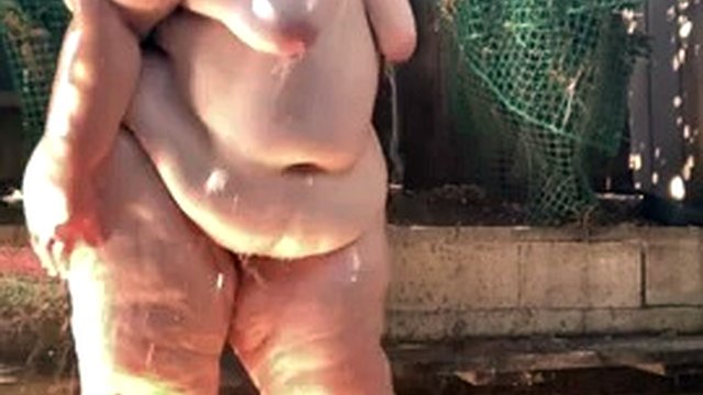 SSBBW Mega Ass In The Shower Outdoors