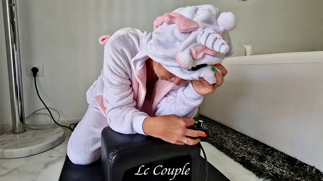 Amateur MILF in a unicorn costume with her Sybian sex machine - TWO HUGE ORGASMS