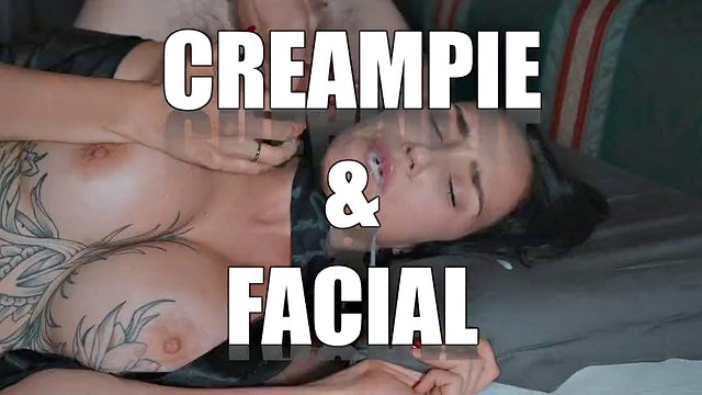 Stepmom Shared Bed After Scary Movie with Stepson and Seduced Him to Fuck Till Accidental Creampie