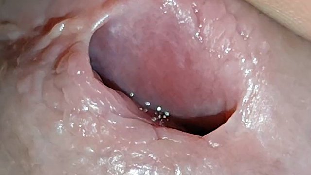 Stretching friend's big cock eye until it explodes