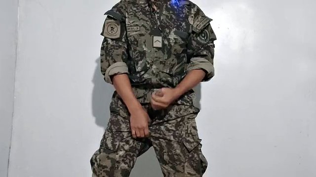 soldier cums in his underwear while his colleagues are on guard