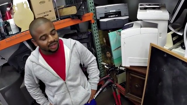 Black gay pawn sucks cocks and gets banged threesome in the office