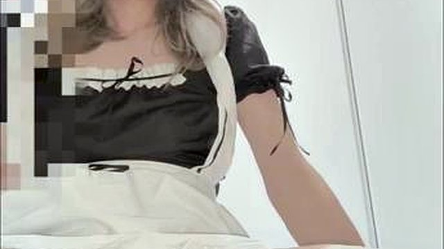 crossdresser in maid dress playing anal end with 3 cumshots