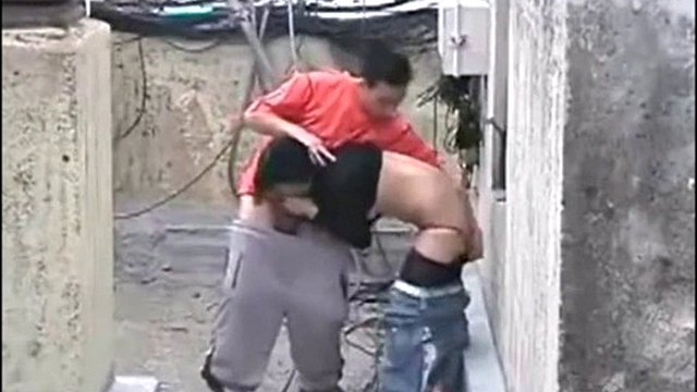 Spying on my girlfriend fucking with her best friend on the terrace