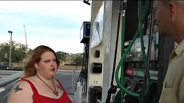 Fat brunette measures the cock