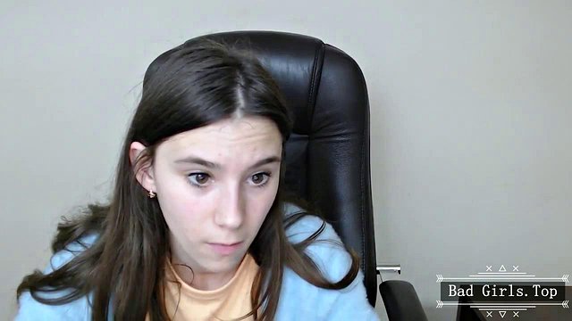 Skinny Brunette Webcam Teen Flaunts Small Tits