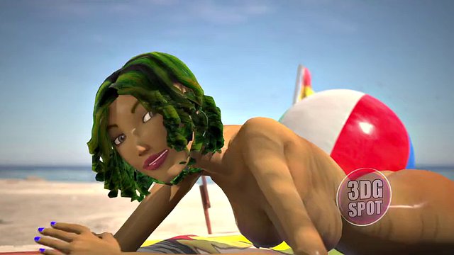 3DGSPOT - Öliges Luder lässt sich am Strand die Muschi knallen! 3D-ANIMATION!