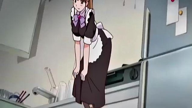 Japanese anime maid caught masturbating