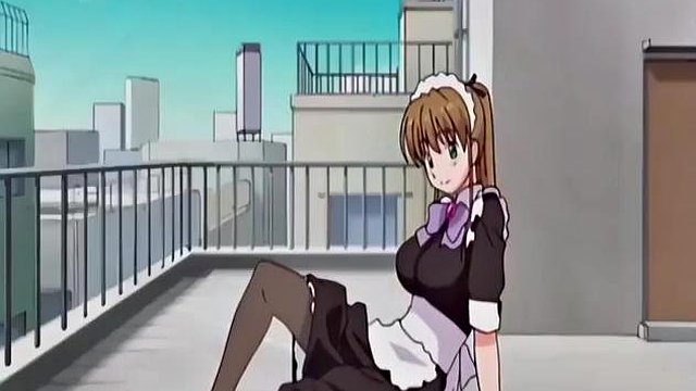 Japanese anime maid caught masturbating