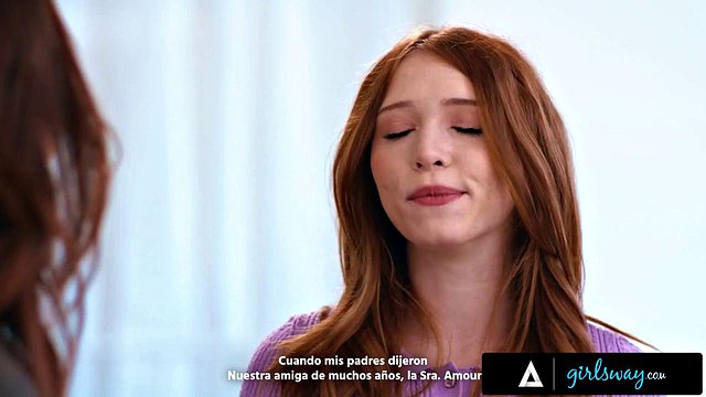 Petite Redhead Myra Moans' Tongue Ravages Busty Latina MILF Chloe Amour's