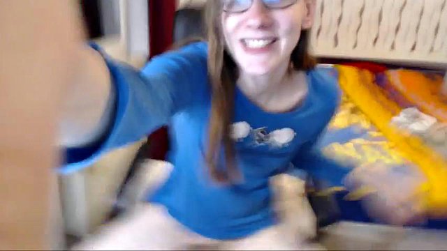 Teen with glasses spreads her pussy and fingers herself: Amateur, Brunette & Masturbation Porn