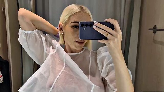 Try on Haul's see-through clothes, completely transparent. At the mall. See me in the fitting room