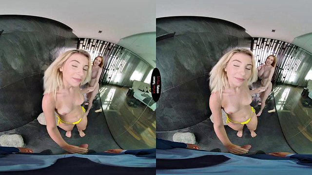 Dwie gorące laski z tatą: obciąganie, na pieska i kowbojka VR porno