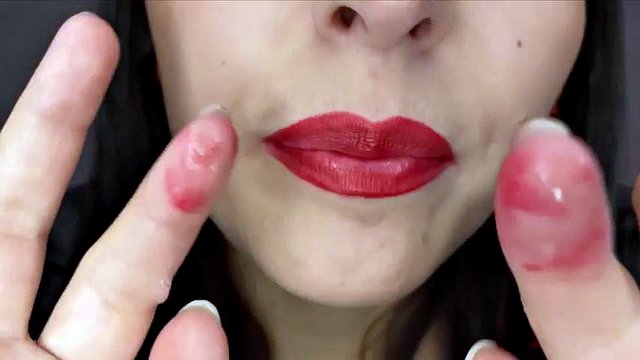 Sexy Tongue Hot Red Lips ASMR Closeup Spit Fetish: Babe, Milf & Brunette Porn