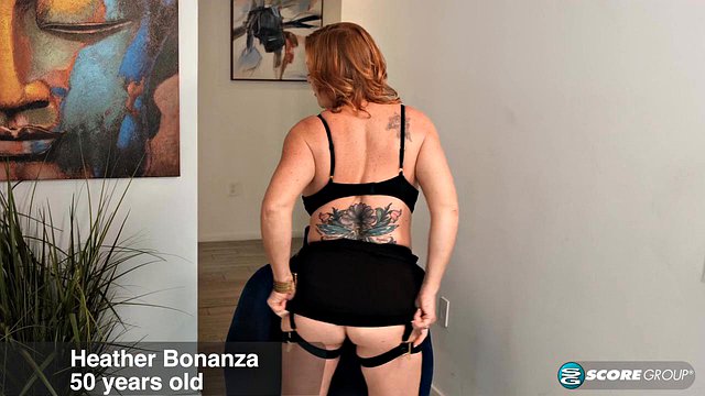 Busty Redhead Granny Heather Bonanza Pleasures Herself